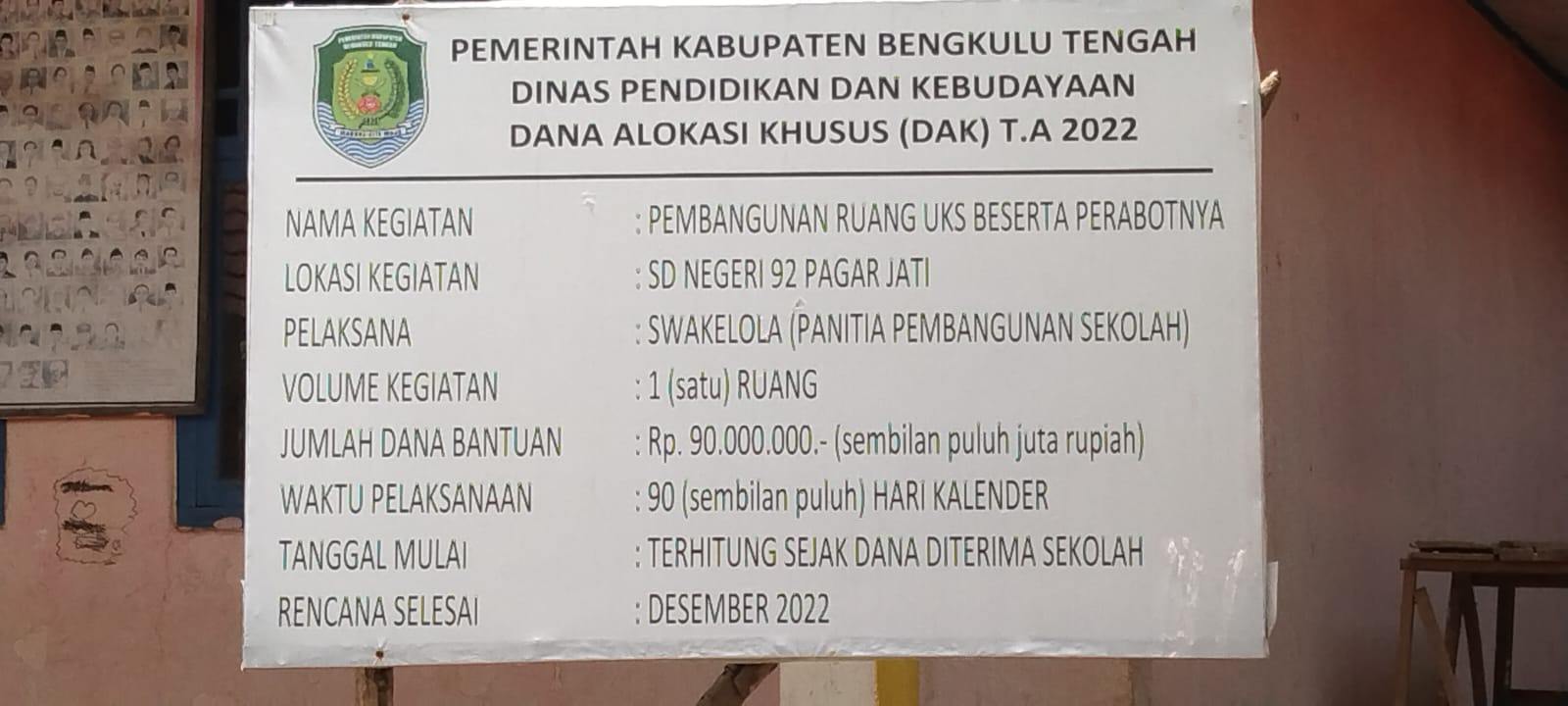 Meningkatkan Pendidikan dan Kesehatan SD Negeri 92 Pagar Jati Kab Benteng Bagun Ruang UKS dan Laboratorium